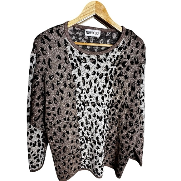 5 for $40 SALE! Michael Mims Kathy Cole Metallic Leopard Beadef Sweater  2xl - Picture 8 of 9